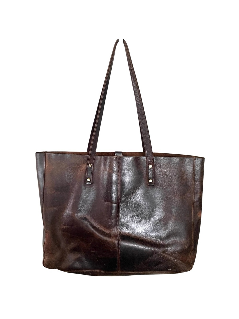 Vintage Distressed Brown Leather Tote Bag